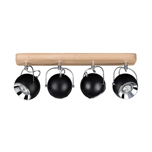 Ball Wood Ceiling Lamp Incl. 4xLED GU10 5W Oiled Oak/Black 5133474L