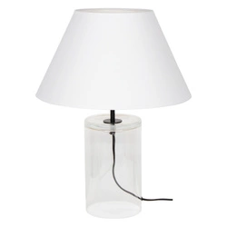 Lampa stołowa Dove 1xE27 maks. 40W przezroczyste szkło/czarny kabel z tkaniny/biały klosz z tkaniny 779129110