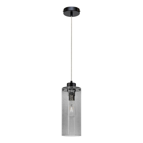 Lampa Wisząca Zefir 1xE27 Max.60W Czarny Metal/Przezroczysty Kabel PCV/Szkło Dymne 113870104