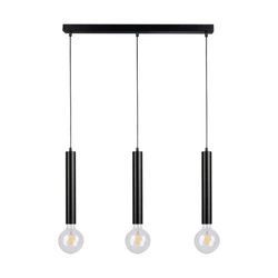 Barrel Pendant Lamp 3xE27 Max.60W Black Metal/Black PVC Cable 16709304