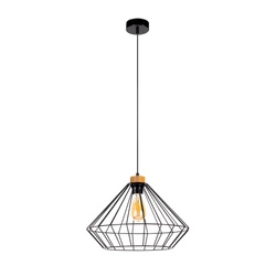 Raquelle Pendant Lamp 1xE27 Max.60W Oiled Oak/Black Metal/Black PVC Cable 187219104