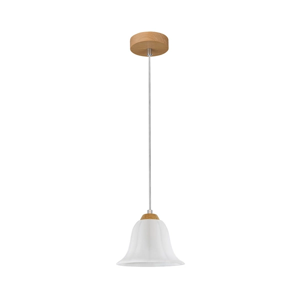 Anna Pendant Lamp 1xE27 Max.60W Oiled Oak/Transparent PVC Cable/White Glass 17940174