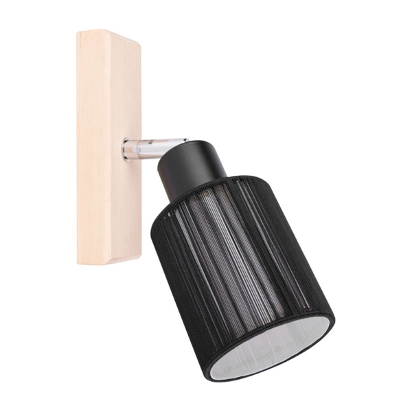 Carla Wall Lamp 1xE14 Max.40W Birch Wood/Black Shade 2016018811028