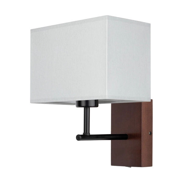 Sonar Wall Lamp 1xE27 Max.25W Walnut Beech Wood/Black Metal/Gray Fabric Shade 5723976