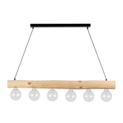 Trabo Simple Pendant Lamp 6xE27 Max.60W Natural Pine/Black Metal/Black PVC Cable 69860604