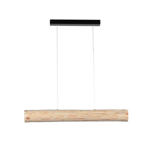 Lucas Pendant Lamp 1xLED Samsung 24V Integrated 2380lm 3000K 25,5W Natural Pine/Black Metal/Transparent PVC Cable with Touch Dimmer 69460104