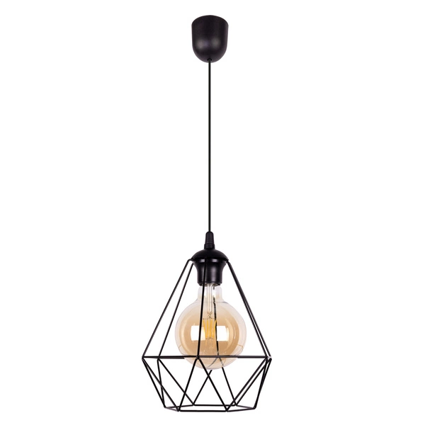 Diament Pendant Lamp 1xE27 Max.60W Black Metal/Black Synthetic Material/Black PVC Cable 2179104