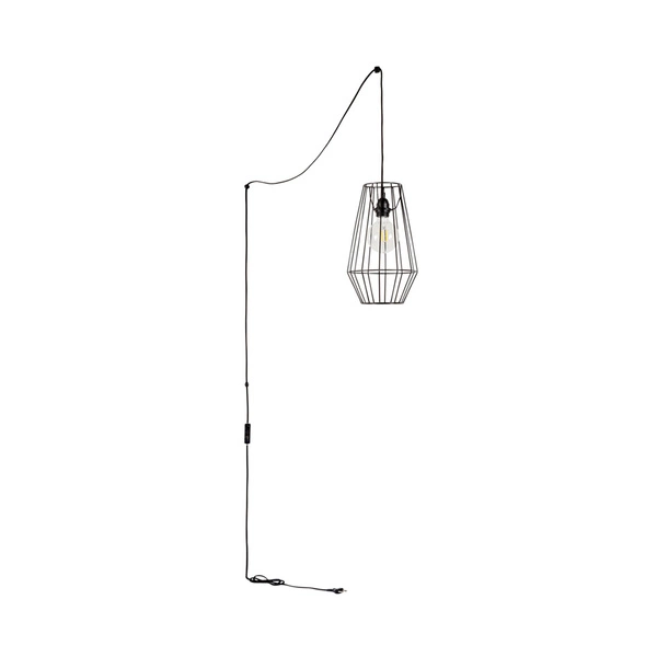 Lampa wisząca Endorfina 1xE27 Max.60W Czarny kabel metalowy/czarna tkanina 3474104