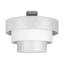 Prata Lampa Sufitowa 1xE27 Max.40W Szary Metal/Srebrno-Biały Klosz Tkaniny 957281127