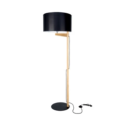 Lampa Podłogowa Alina 1xE27 Max.60W Dąb Olejowany/Czarny Metal/Czarny Kabel Tkaninowy/Czarny Klosz Tkaniny 751041904