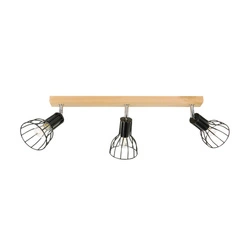 Megan Wood Ceiling Lamp 3xE14 Max.40W Birch Wood/Black Metal 2344360