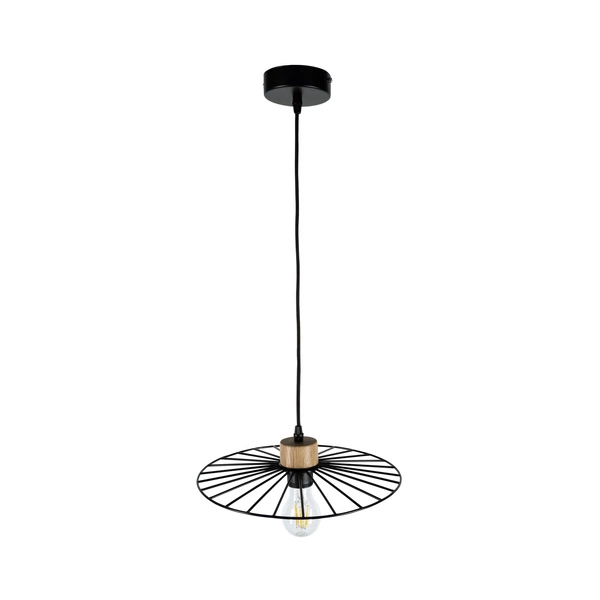 Lampa Wisząca Balerina 1xE27 Max.60W Dąb Olejowany/Czarny Metal/Czarny Kabel PCV 1010420031010