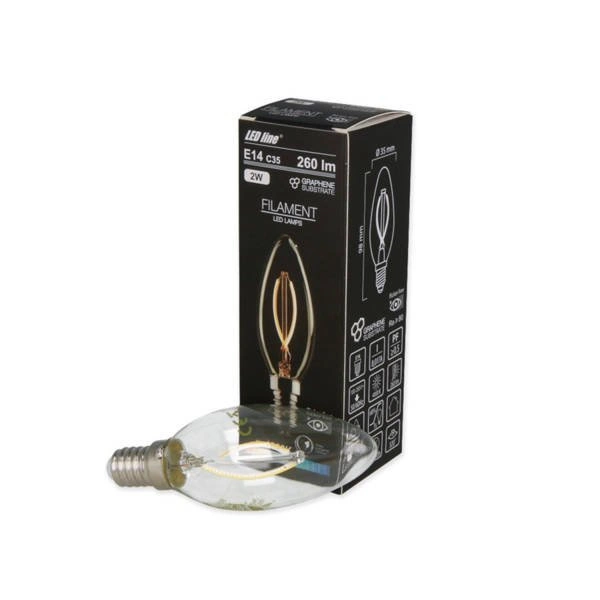 Żarówka LED line® FILAMENT E14 C35 180-265V 2W 260lm 2700K biała ciepła