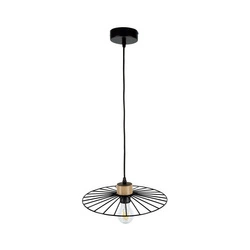 Lampa Wisząca Balerina 1xE27 Max.60W Dąb Olejowany/Czarny Metal/Czarny Kabel PCV 1010420031010