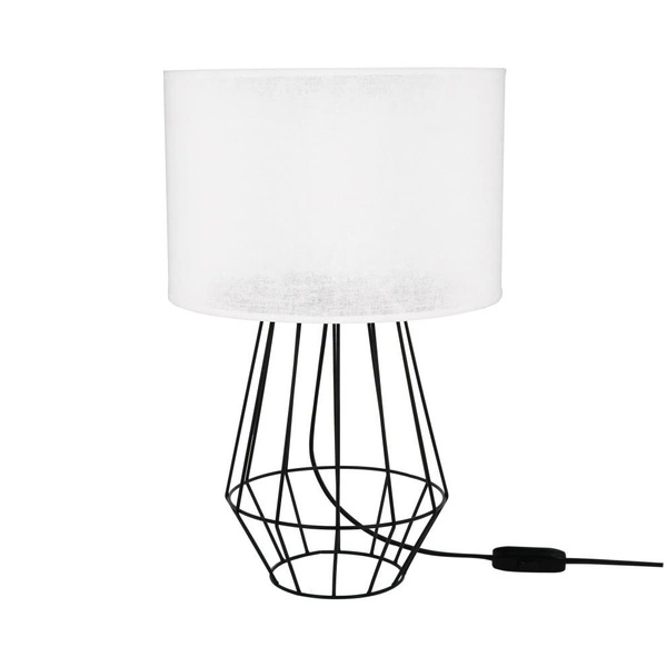 Endorfina Table Lamp 1xE27 Max.60W Black Metal/Black PVC Cable/White Fabric Shade 7322104