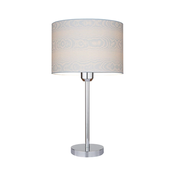 Leila Table Lamp 1xE27 Max.60W Chrome Metal/Transparent PVC Cable/Multicolor Paper+PCV Shade with Wood pattern 7652028