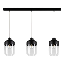 Amaretto Pendant Lamp 3xE27 Max.60W Black Metal/Transparent PVC/Black-Transparent Glass 15790304