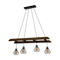 Eskalo Pendant Lamp 4xE27 Max.60W Stained Pine on Walnut/Black Metal/Black PVC Cable 7229456