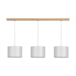 Dove Pendant Lamp 3xE27 Max.40W Oiled Oak/Transparent PVC Cable/Gray Fabric Shade 16390374