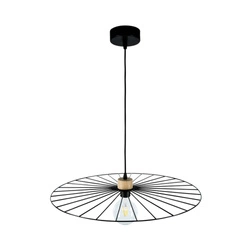 Antonella Pendant Lamp 1xE27 Max.60W Oiled Oak/Black Metal/Black Fabric Cable 189419104