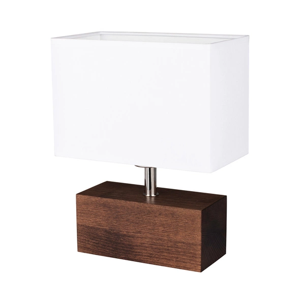 Theo Table Lamp 1xE27 Max.25W Walnut Beech Wood/Black PVC Cable/White Fabric Shade 7462176