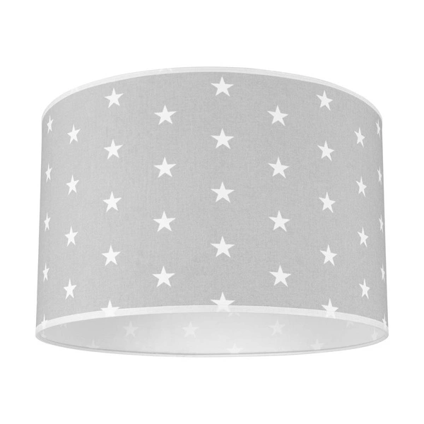 Lampshade Cylinder E27 H20 Gray-White Fabric with stars pattern A1320