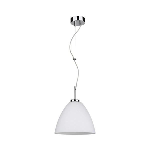 Tumulo Pendant Lamp 1xE27 Max.60W Chrome Metal/Transparent PVC Cable/White Glass 9854028