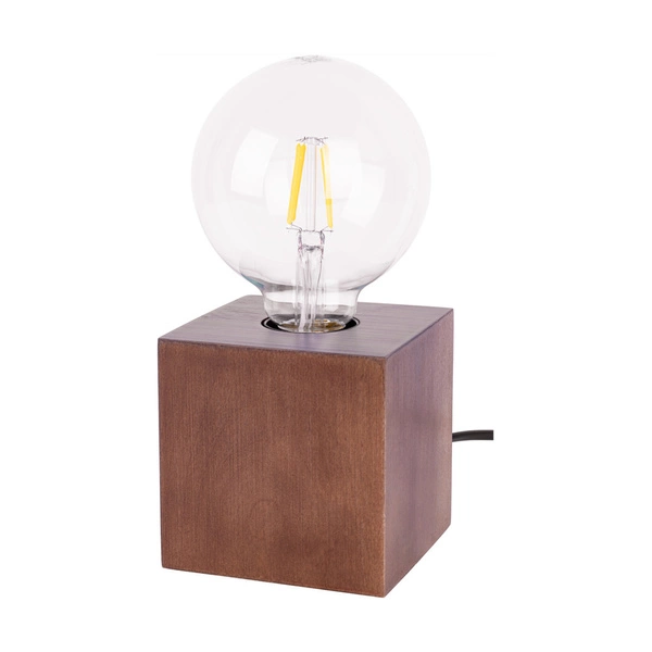 Trongo Square Table Lamp 1xE27 Max.25W Walnut Beech Wood/Black PVC Cable 7179176