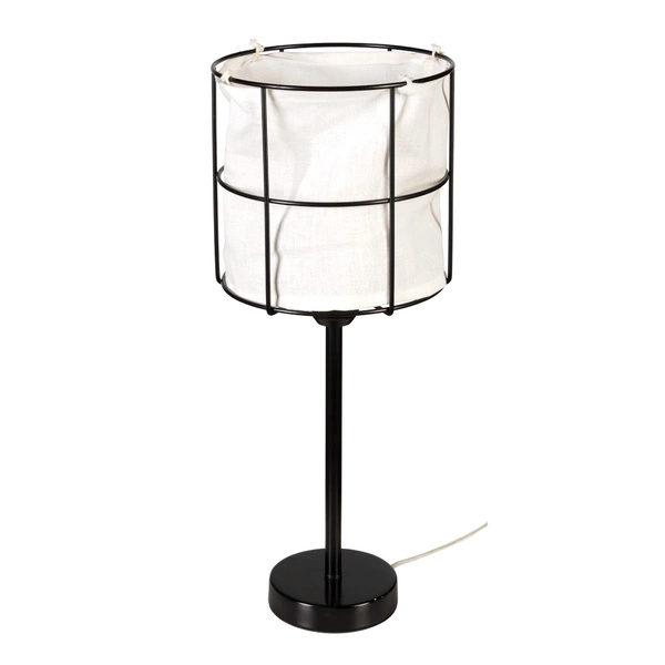 Marinero Table Lamp 1xE27 Max.15W LED Black Metal/Black PVC Cable/White Linen Shade 724430104