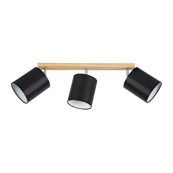 Aprillia Ceiling Lamp 3xE27 Max.25W Oiled Oak/Black Fabric Shade 56746374