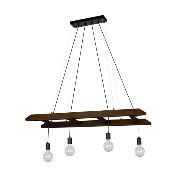 Eskalo Pendant Lamp 4xE27 Max.60W Stained Pine on Walnut/Black Metal/Black PVC Cable 7219456