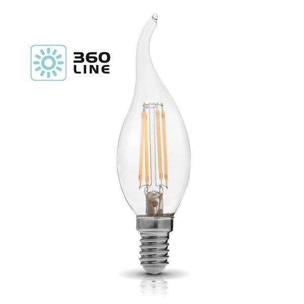 FILAMENT LED E14 4W warm 3000K candle flame decorative bulb