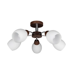 Parma Wood Ceiling Lamp 5xE27 Max.60W Walnut Beech Wood/Chrome Metal/White Glass 8320576