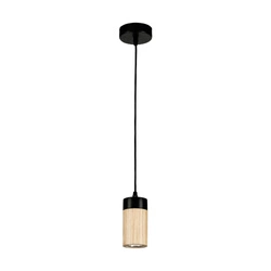 Annick Pendant Lamp Incl. 1xLED GU10 5W Oiled Oak/Black Metal/Black Silicone Braid Cable 1419104