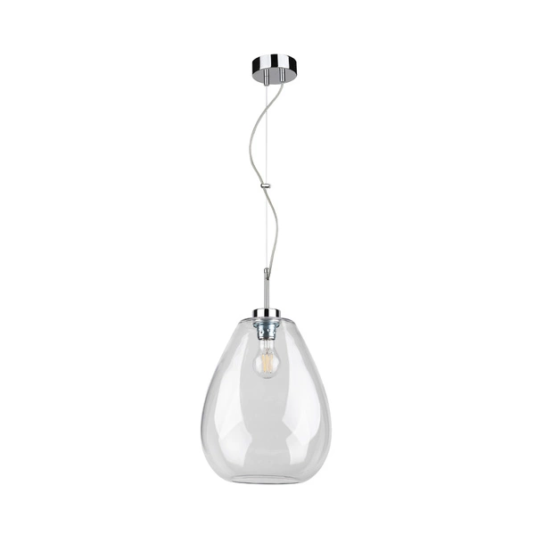 Lampa wisząca Piro 1xE27 maks. 60W chromowany metal/przezroczysty kabel PVC/przezroczyste szkło 9822028