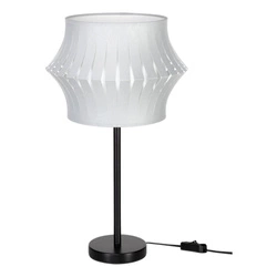 Lampa stołowa Lotus 1xE27 maks. 40W Czarny metal/czarny kabel PCV/szary klosz z tkaniny 724640104