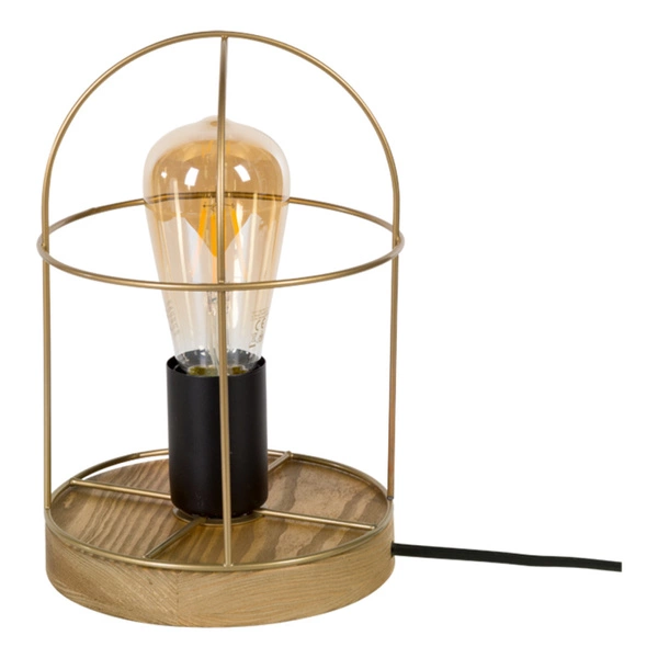 Netuno Table Lamp 1xE27 Max.25W Stained Pine Brown/Black Metal/Gold Metal/Black PVC Cable 88159151