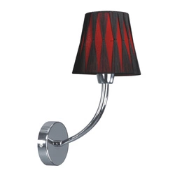 Lampa ścienna Borgia 1xE14 Max.40W Chromowany metal/Czarno-czerwony klosz z tkaniny 5077106