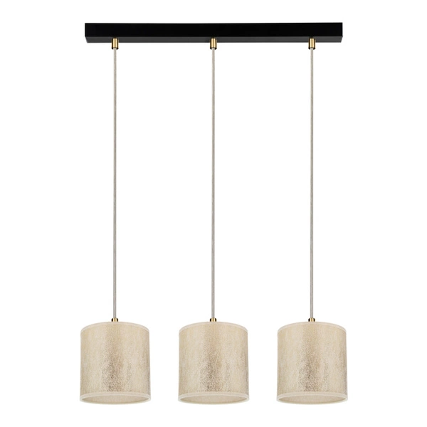 Ora Pendant Lamp 3xE27 Max.25W Black Metal/Transparent PVC Cable/Gold Fabric Shade 962041321