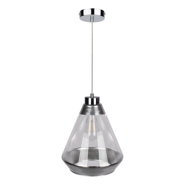 Lampa Wisząca Mistral 1xE27 Max.60W Chrom Metal/Przezroczysty Kabel PCV/Srebrno-Przezroczyste Szkło 15840128