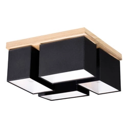 Paloma Ceiling Lamp 4xE27 Max.25W Oiled Oak/Black Fabric Shade 2454474