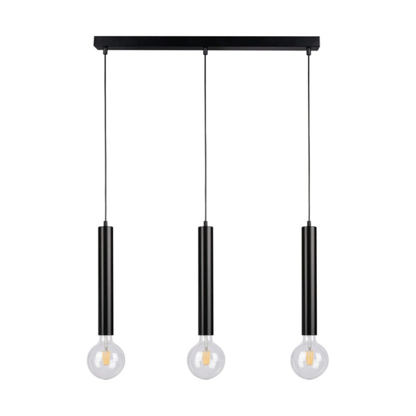 Barrel Pendant Lamp 3xE27 Max.60W Black Metal/Black PVC Cable 16709304