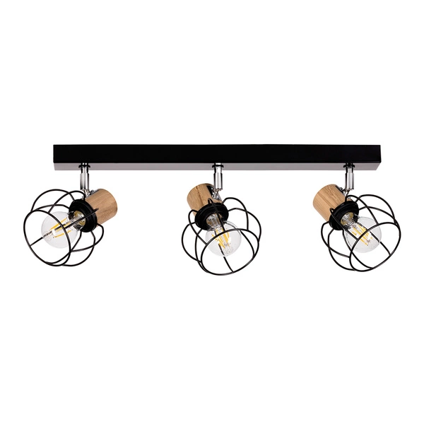 Phiphi Ceiling Lamp 3xE27 Max.60W Black/Chrome/Oiled Oak 26114304