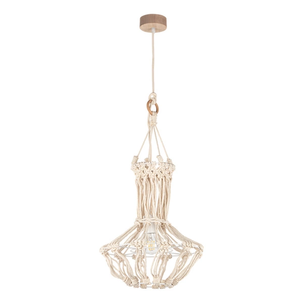 Samba Pendant Lamp 1xE27 Max.15W LED Oiled Oak/Cream Braided Cotton Cord/Natural Fabric Cable 18717174