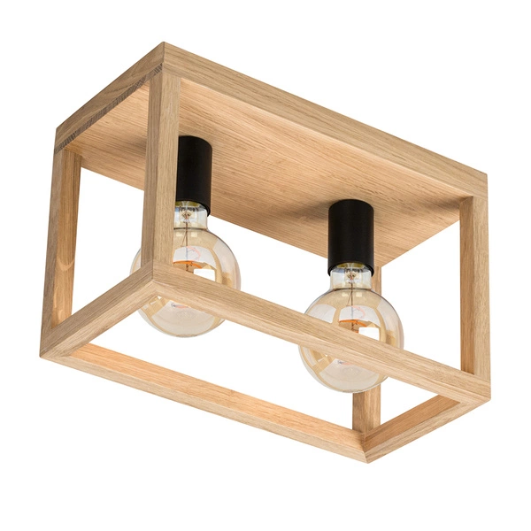 Kago Ceiling Lamp 2xE27 Max.60W Oiled Oak/Black Metal 9154274