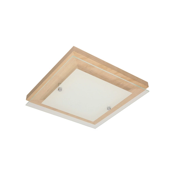 Finn Ceiling Lamp Incl. 1xLED Integrated 1200lm 2700K 14W Birch Wood/Chrome Metal/White-Transparent Glass 4022960