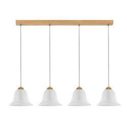 Anna Pendant Lamp 4xE27 Max.60W Oiled Oak/Transparent PVC Cable/White Glass 17940474