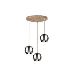 Ball Wood Pendant Lamp Incl. 3xLED GU10 5W Oiled Oak/Satin Metal 5141374R