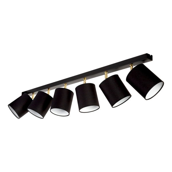 Aprillia Ceiling Lamp 6xE27 Max.25W Black Metal/Gold Metal/Black Fabric Shade 56346604