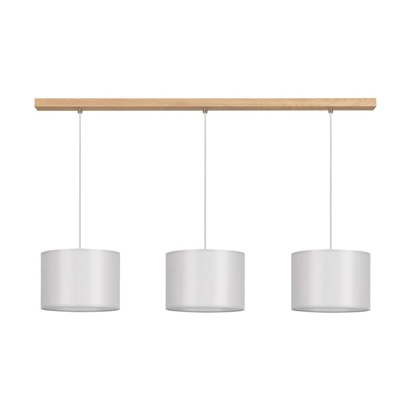 Dove Pendant Lamp 3xE27 Max.40W Oiled Oak/Transparent PVC Cable/Gray Fabric Shade 16390374